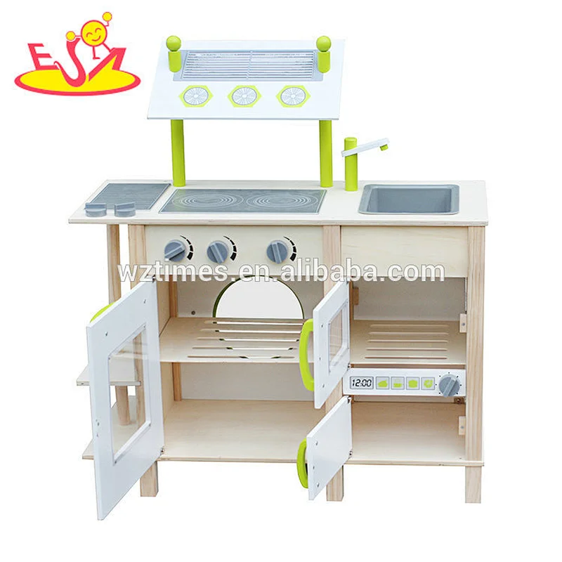Neues Design doppelseitige Spielküche aus Holz für Kinder W10C255