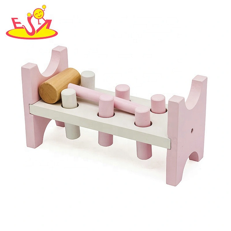 Customize intelligence pink wooden toy hammer for children W11G047