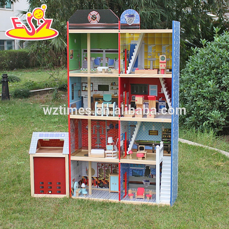 2018 new design pretend toy kids wooden model doll house W06A138