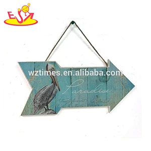 Wholesale delicate custom signs wooden arrow wall decoration guide to beach W09D036