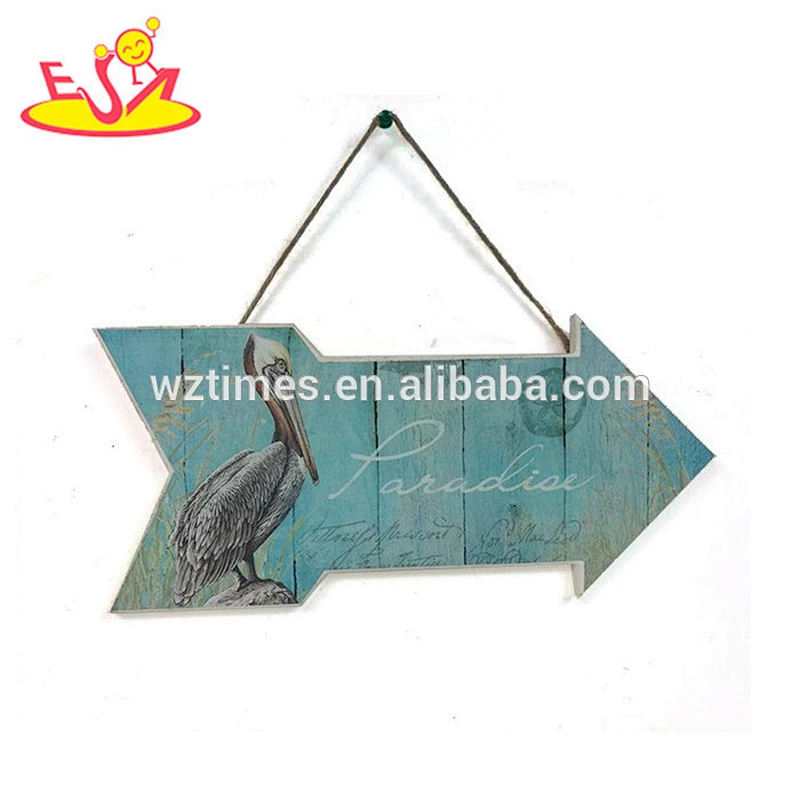 Wholesale delicate custom signs wooden arrow wall decoration guide to beach W09D036