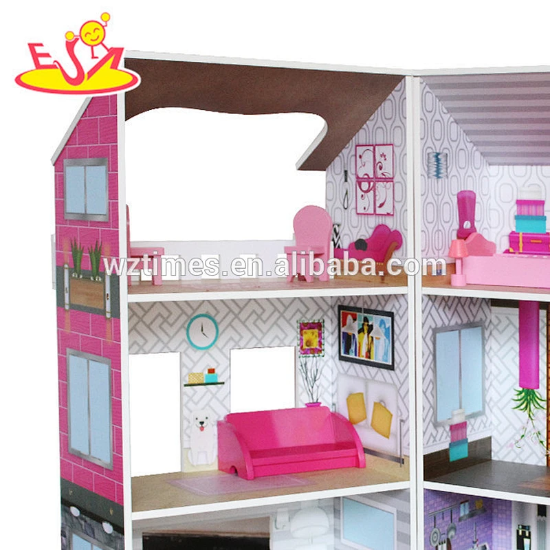 2018 Wholesale best luxurious six rooms girls play doll house W06A245