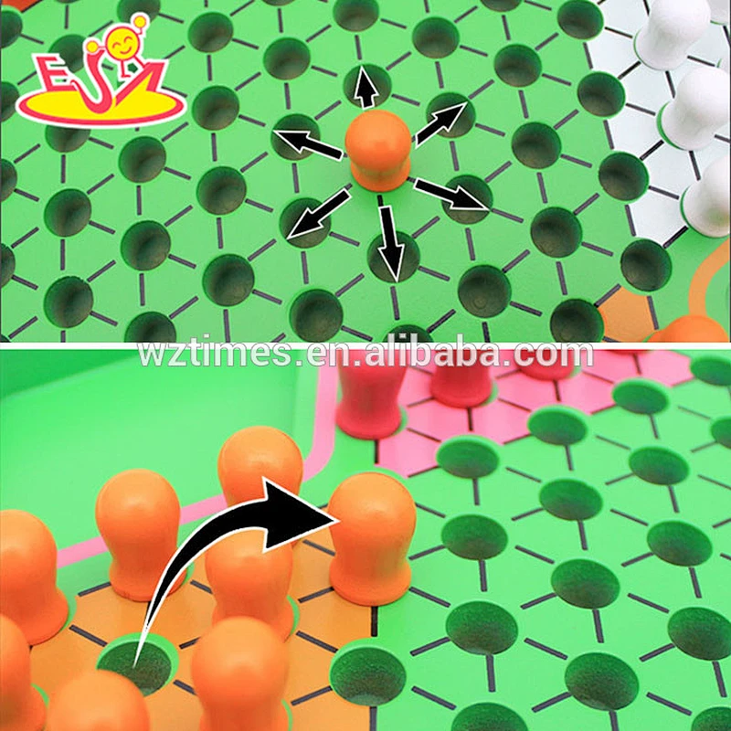 Wholesale high quality wooden hexagonal chess board game toy for children W11A045