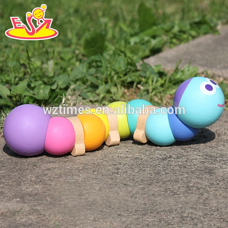 2018 Wholesale wooden caterpillar toy baby wooden caterpillar toy children wooden caterpillar toy W01B034