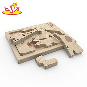 2019 New hottest cartoon animals wooden puzzle zoo for kids W14I038B