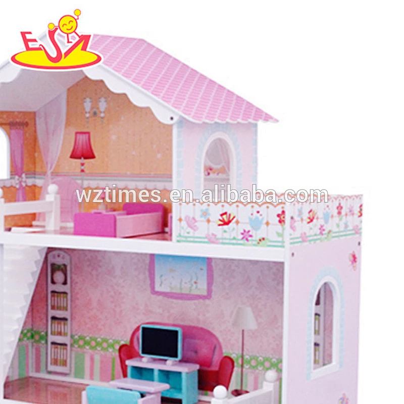 wholesale girls miniature toys wooden doll house kits W06A083