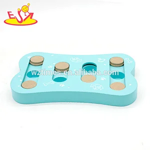 2018 Amazon top seller mini educational pets toys wooden puppy puzzle toys for sale W06F084 blue
