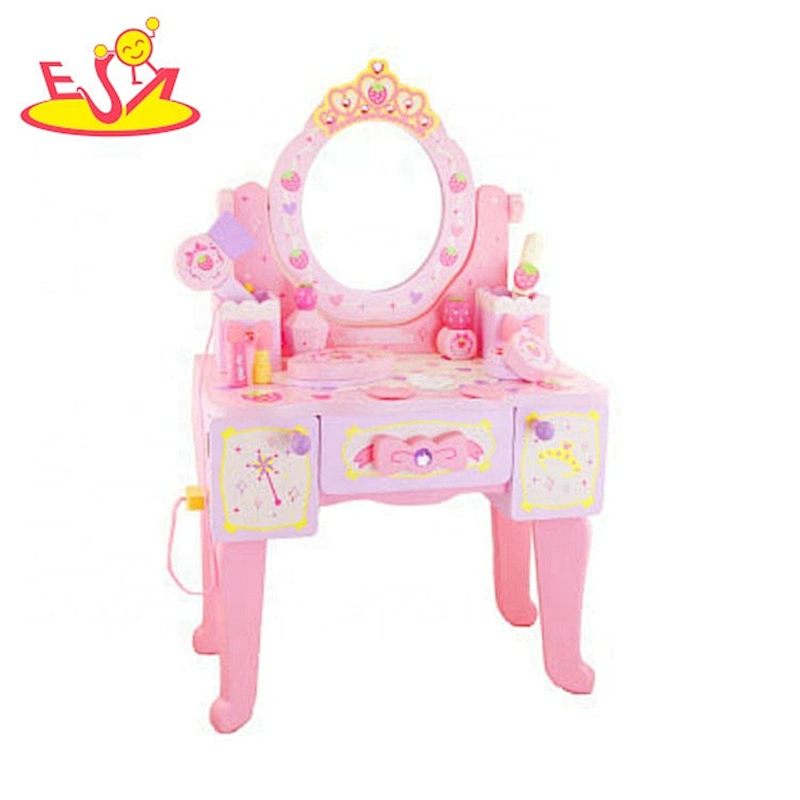 New design blue kids wooden makeup vanity with drawers W08H122