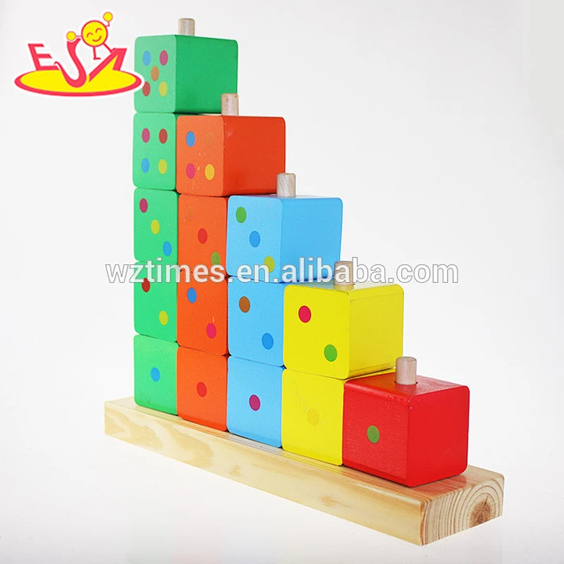 Wholesale lovely funny wooden cartoon stacking blocks toy interesting cartoon stacking toy W13D066