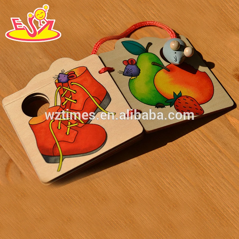 wholesale top fashion colored kids wooden educational book for sale W12E010