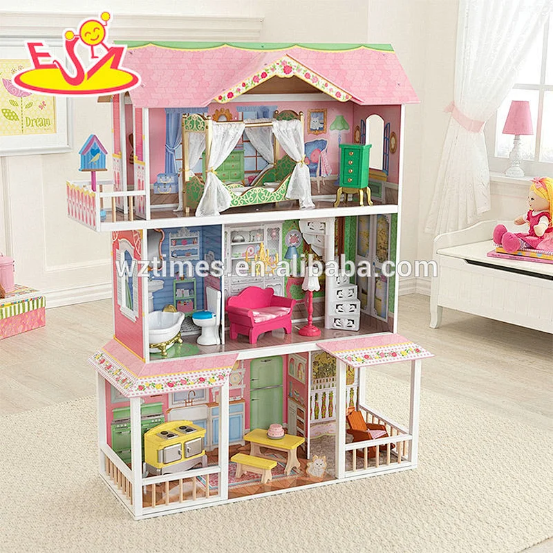 Wholesale fashion wooden dream castle dollhouse toy for girls W06A267