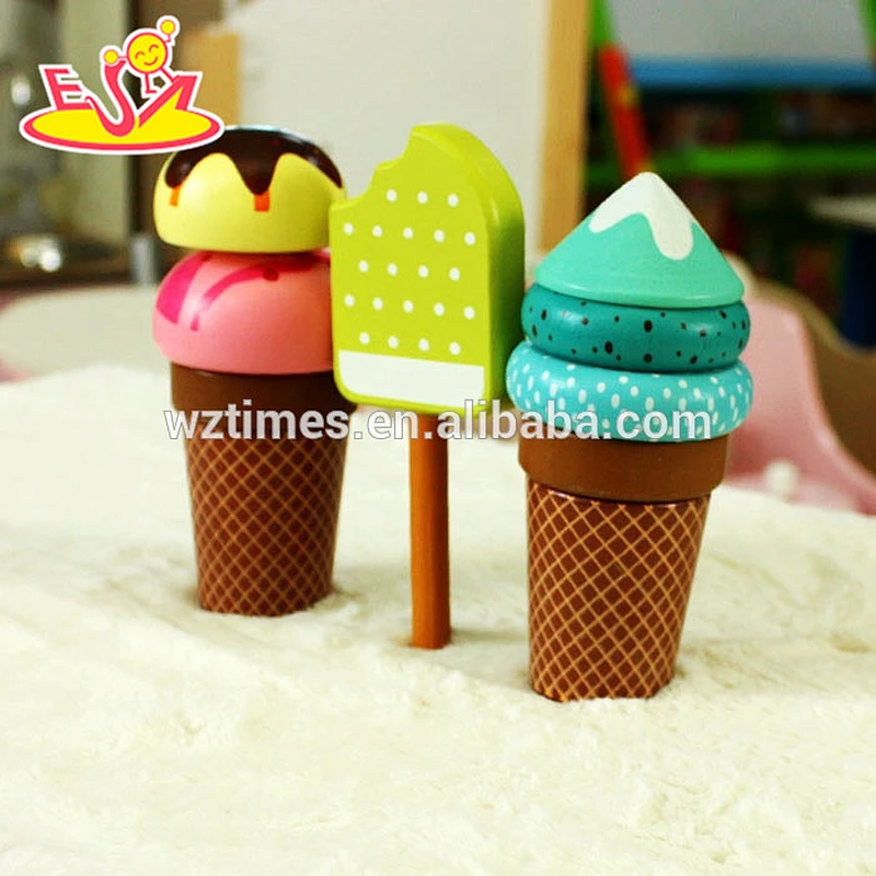 2018 wholesale baby wooden ice cream toy DIY kids wooden ice cream toy role play kids wooden ice cream toy W10B170