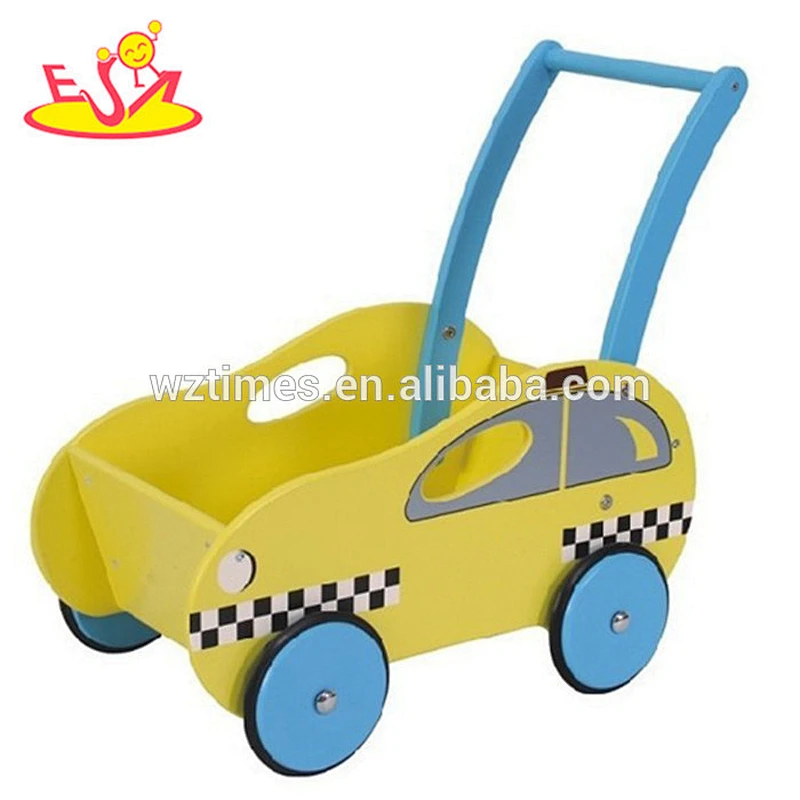 Wholesale most popular wooden yellow baby walker used to teaching baby walking W13C011