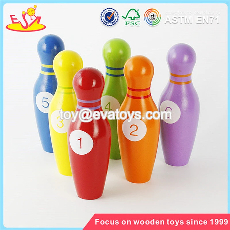 Wholesale mini wooden kids playing bowling toys colorful children wooden bowling set toys W01A293