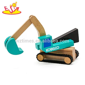 New hottest kids mini wooden toy backhoe for wholesale W04A381
