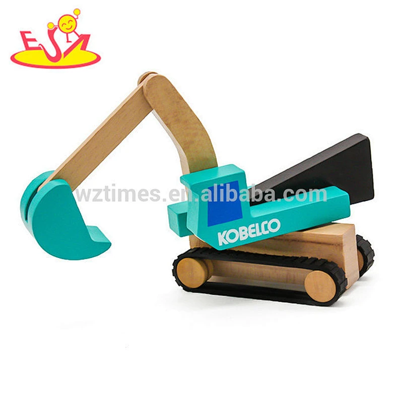New hottest kids mini wooden toy backhoe for wholesale W04A381