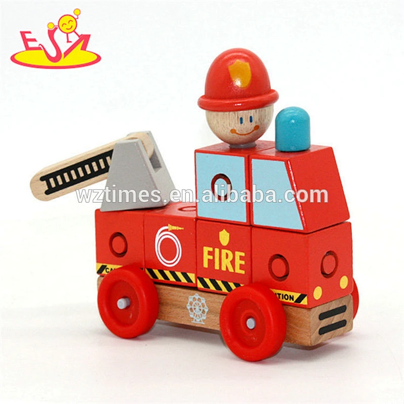 Wholesale red creative mini wooden cart toy bring fun for toddler W04A348