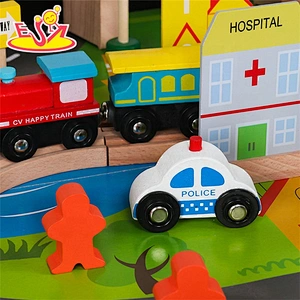 Customize educational 90PCS pink wooden train set table for kids W04C009B