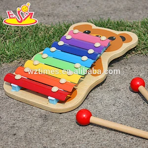 Wholesale colorful bear shape wooden xylophone sound toy 8 notes xylophone sound toy for baby W07C036