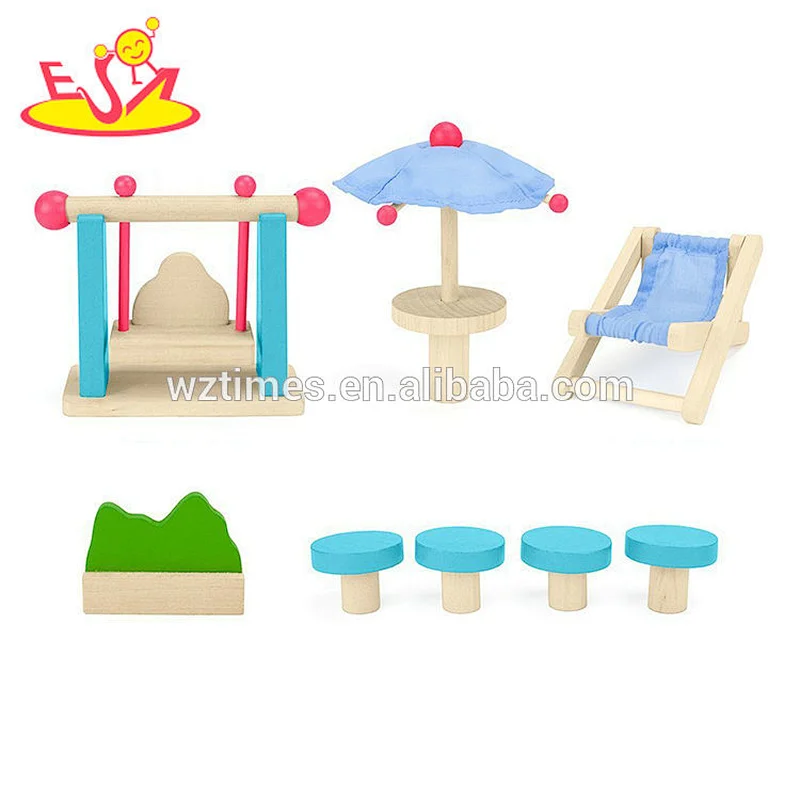 Venta al por mayor de niños hermosos de madera 8 PCS casa de muñecas muebles W06B067