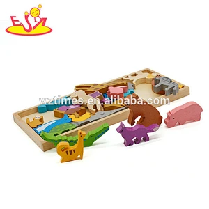 Wholesale intellectual wooden toy 3d puzzle animal for 18 months old baby W14D056