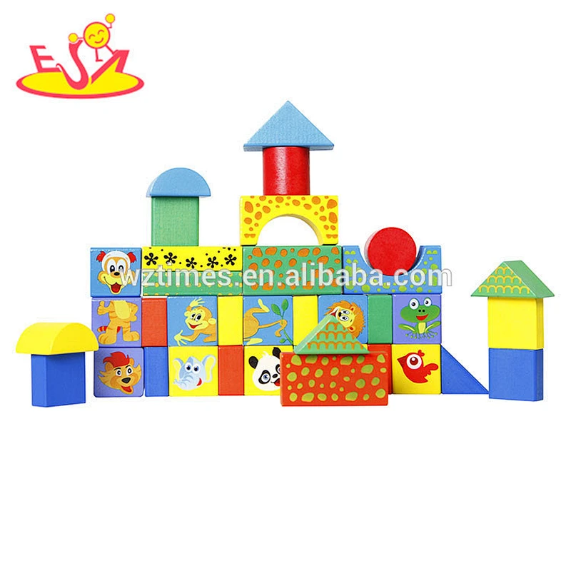 Venta al por mayor 100 UNIDS niños de madera bloques de matemáticas de juguete ayuda didáctica bebé de madera bloques de construcción de matemáticas juguete W13B027