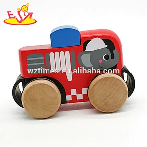 New arrival cartoon kids wooden toys with wheels W04A379