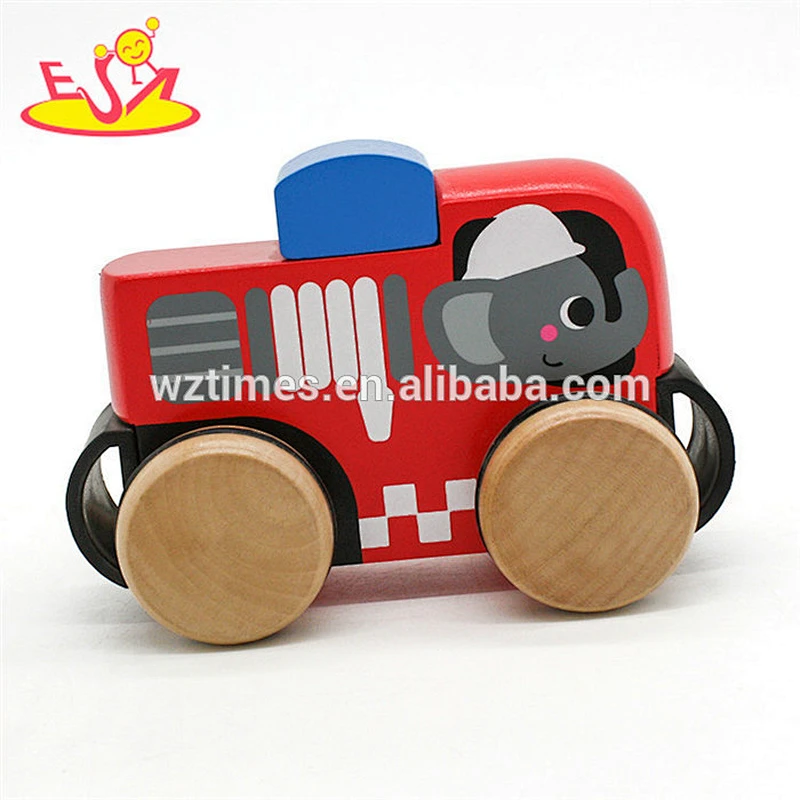 New arrival cartoon kids wooden toys with wheels W04A379