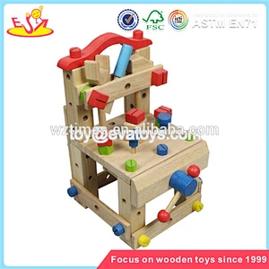 Venta al por mayor de bricolaje niños niños caja de herramientas de madera de juguete más popular bebé caja de herramientas de madera juguete W03D018