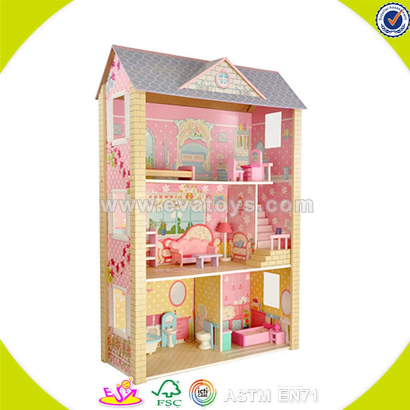 wholesale pretend dollhouse wooden kids play set for preschoolers W06A043
