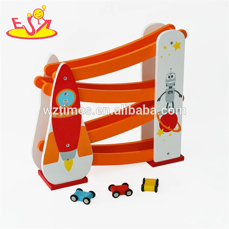 Wholesale mini car ramp wooden car slide rail toy for children W04E057