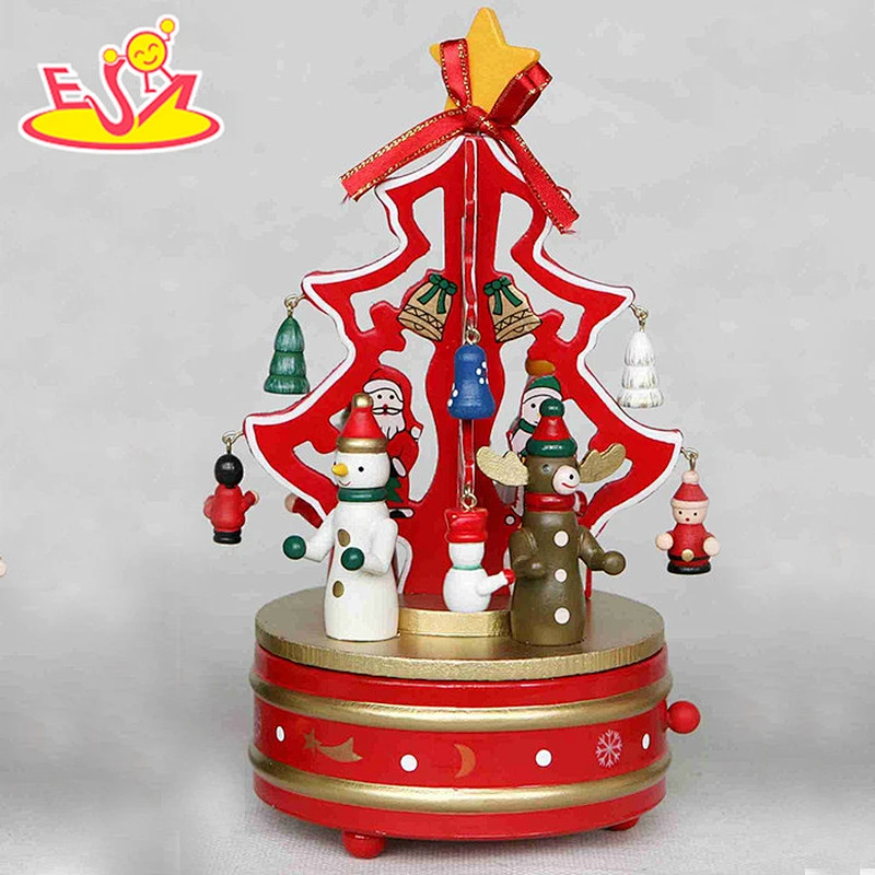 wholesale baby wooden toy carousel music box christmas gift kids wooden toy carousel music box W07B009C