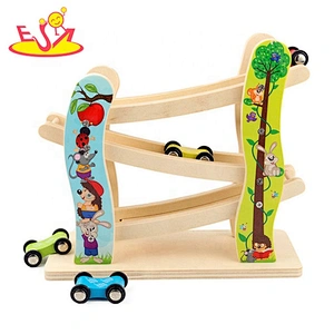 High speed mini wooden toy car ramp track for children W04E071