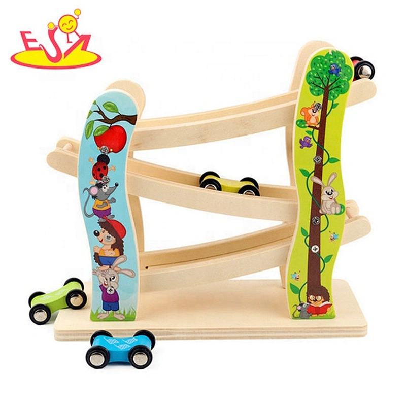 High speed mini wooden toy car ramp track for children W04E071