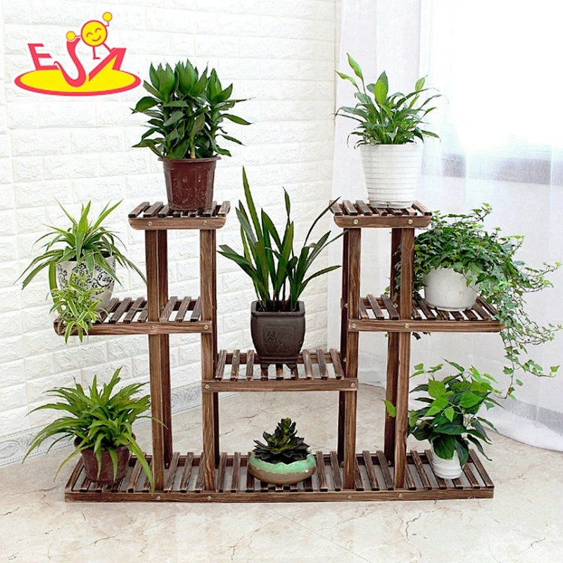 Custom white wood flower 3-tier pot display shelf for garden W08H112B
