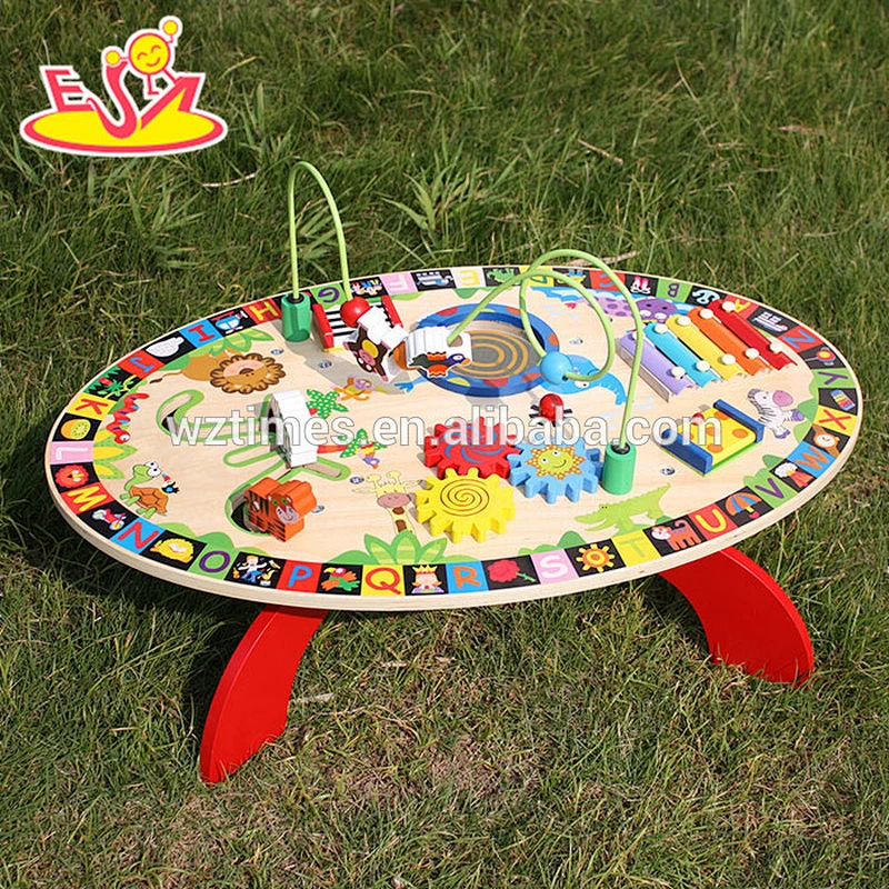2018 Wholesale multi-function toys wooden toddler activity table funny play wooden toddler activity table W12D065