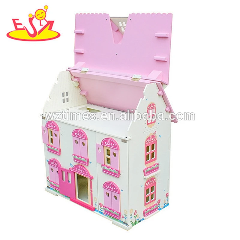 2018 Neues Design kleines viktorianisches Puppenhaus aus Holz für Kinder W06A022