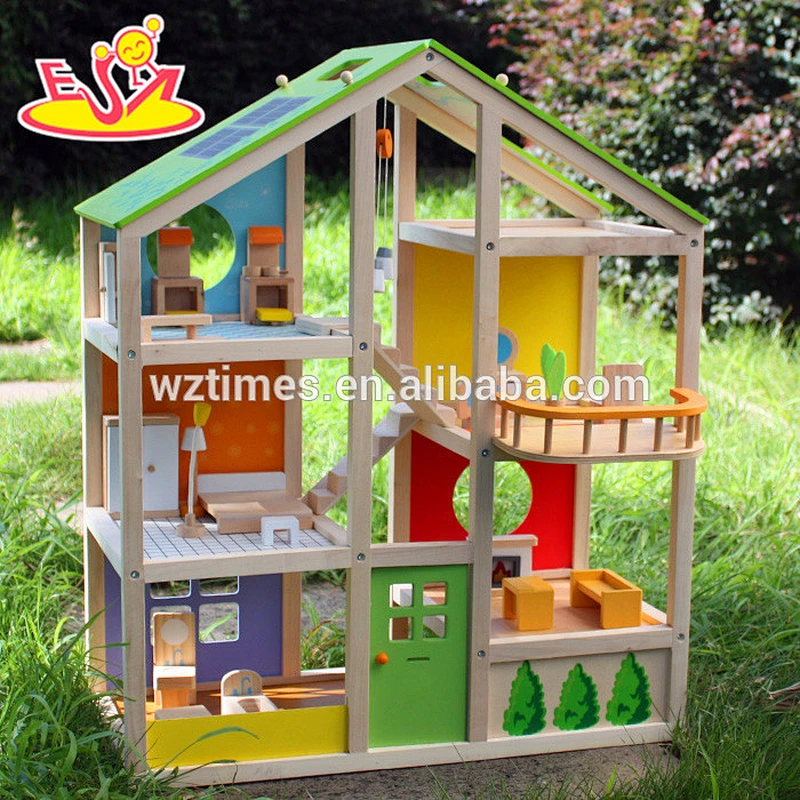 2018 Neues Design aus Holz große Puppenhaus Kinder aus Holz großes Puppenhaus einzigartiges Holz großes Puppenhaus W06A158