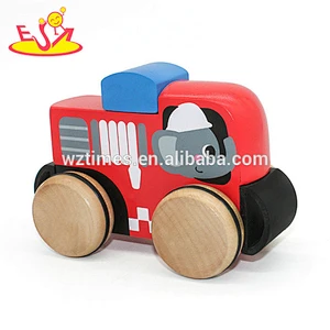New arrival cartoon kids wooden toys with wheels W04A379
