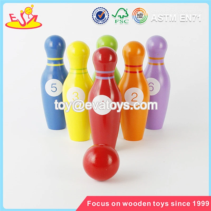 Wholesale mini wooden kids playing bowling toys colorful children wooden bowling set toys W01A293