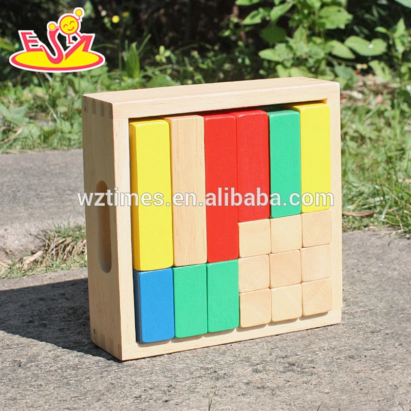 2018 New design 18 pieces educational kids wooden building toys with box W13A116