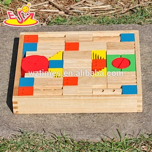 2018 New design 40 pieces educational kids wooden building block with box W13A114