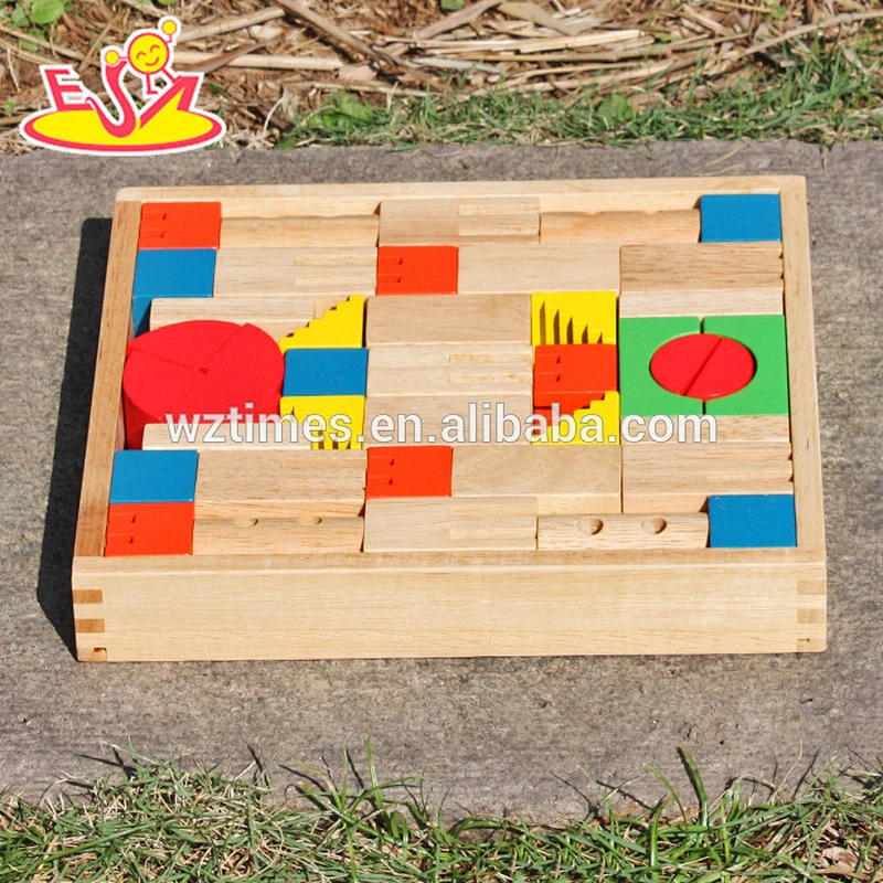 2018 New design 40 pieces educational kids wooden building block with box W13A114