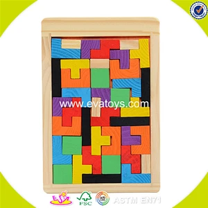 2018 Wholesale classic kids building toys wooden game tetris W14A169