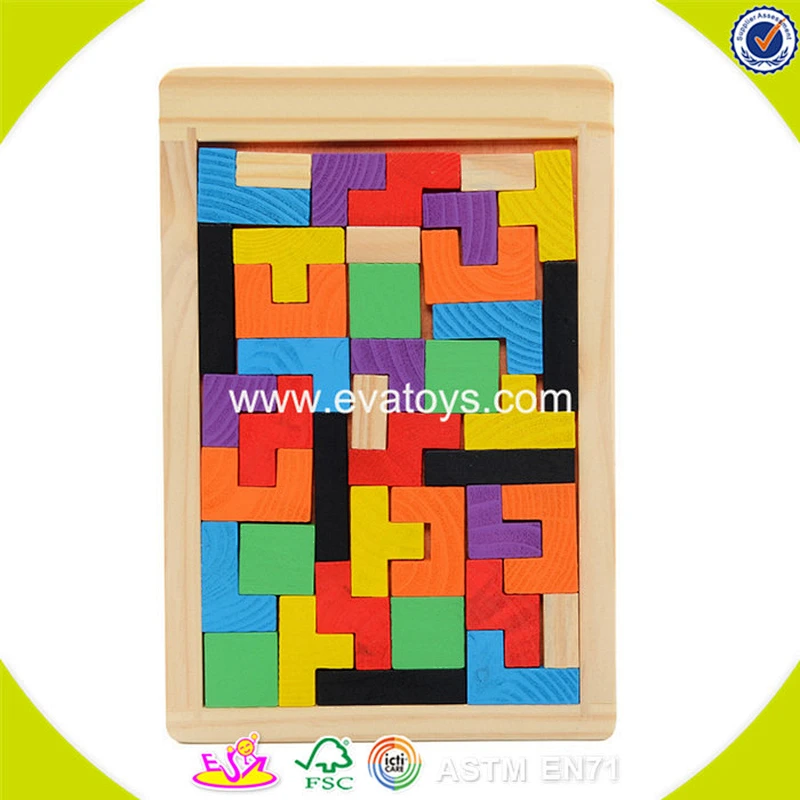 2018 Wholesale classic kids building toys wooden game tetris W14A169