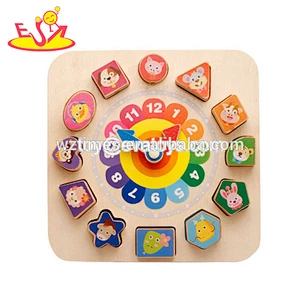 Neue heißeste pädagogische Uhr 3d Holzpuzzle für Kinder W14K020