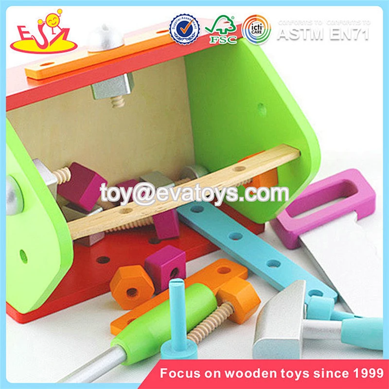 Wholesale intelligent pretend toy wooden tools box toy for training children W03D086