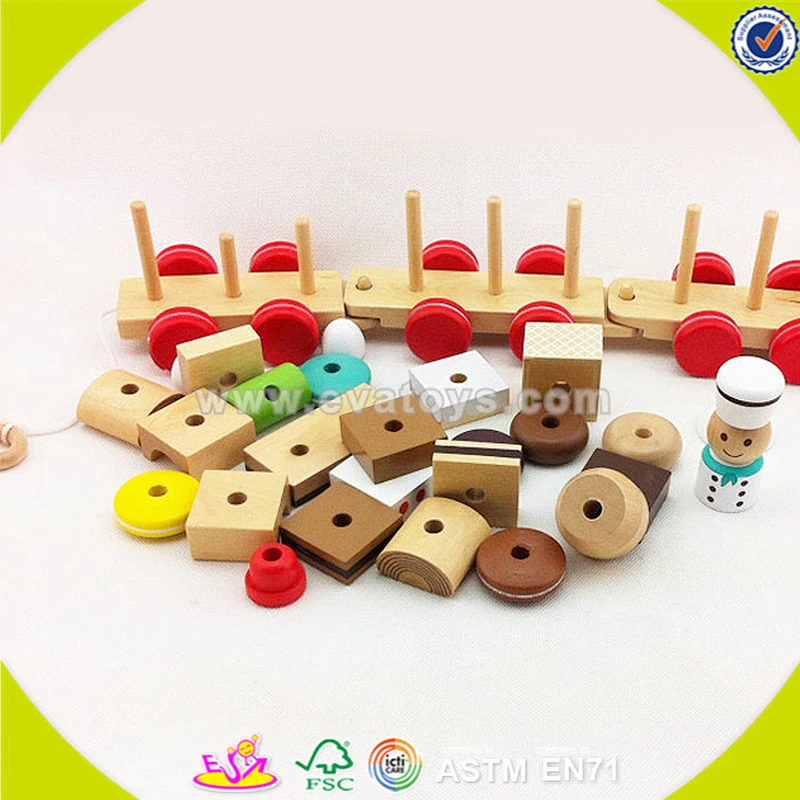 wholesale educational wooden pull train toy for baby W05B089