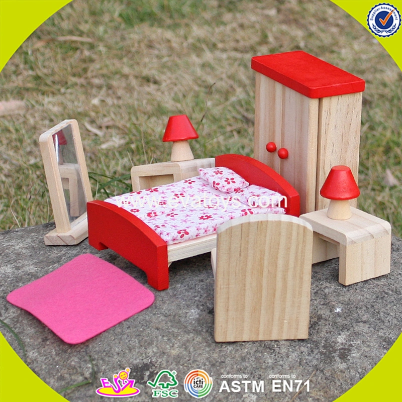 New design mini wooden toy house furniture for dollhouse W06B053