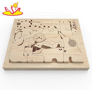 2019 New hottest cartoon animals wooden puzzle zoo for kids W14I038B